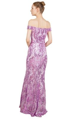 Lilac Off Shoulder Sequin Gown