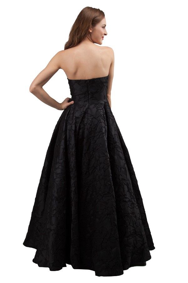 Straight Strapless A-Line Gown - Black