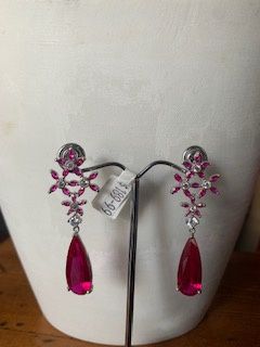 14KGP Sterling Silver Flower Drop Earrings