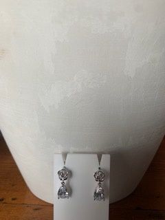 14KGP Sterling Silver Rose Drop Earrings