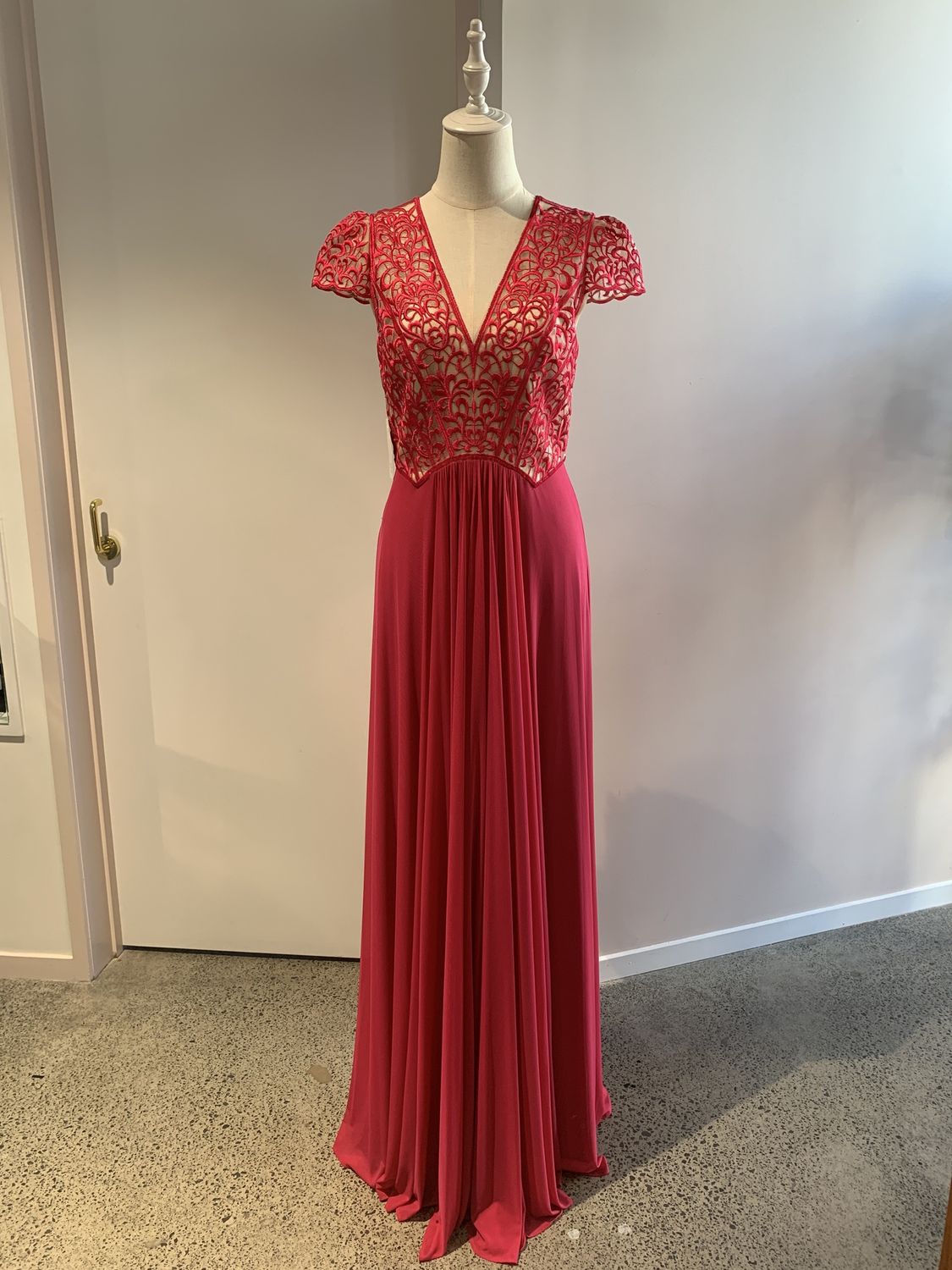 Embroidered Bust Mesh Gown