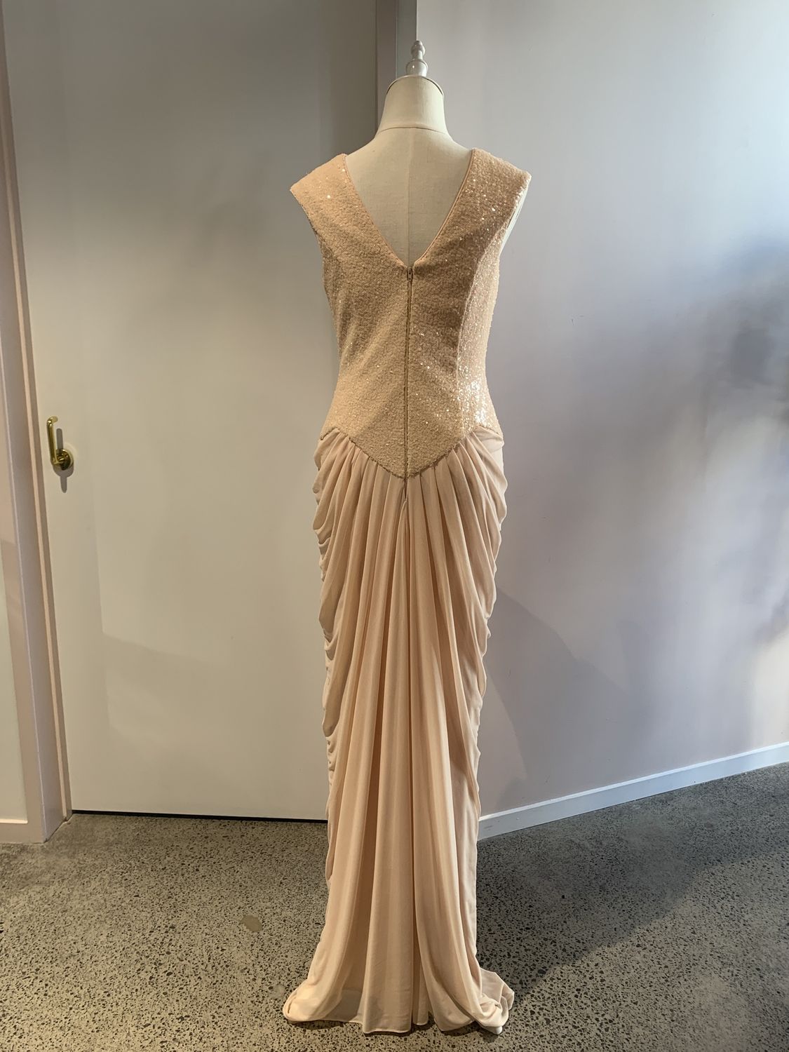 JADORE Cream Sequin Bodice Gown