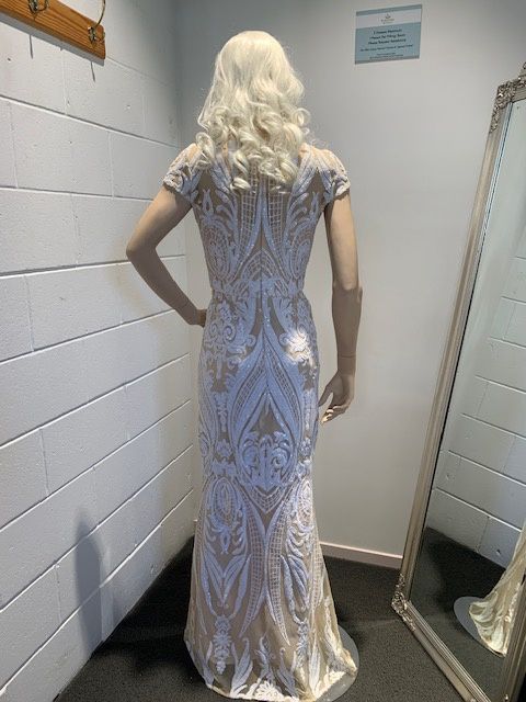 Cap Sleeved Sequin Print Gown