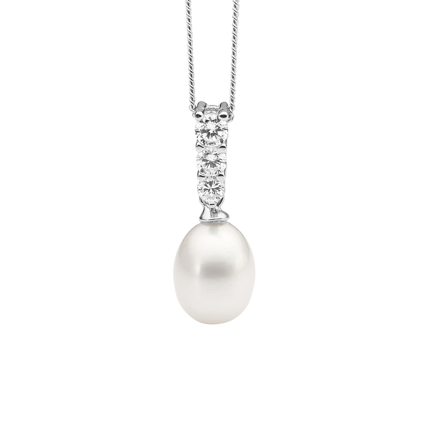 CZ Drop Freshwater Pearl Pendant