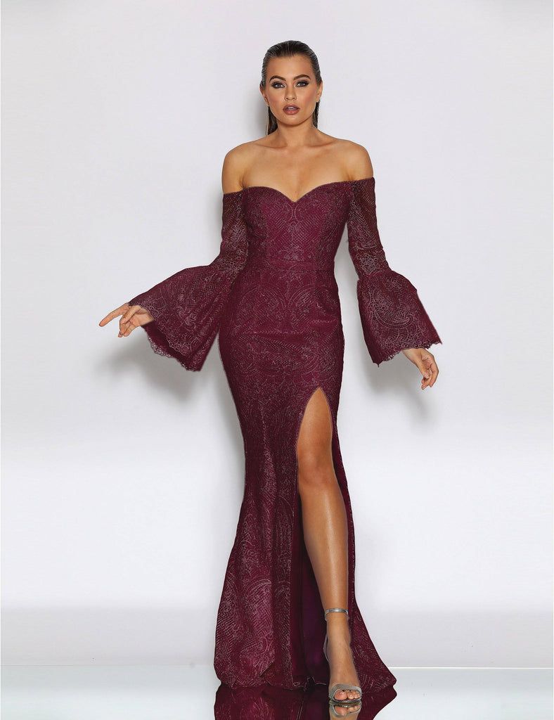 Jadore | JX2051 Lace Gown -  Plum