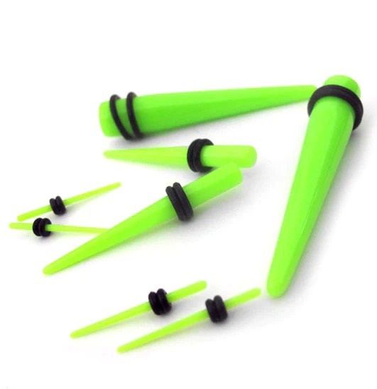 Stretcher - Straight Taper - 2.5mm, Colour: UV solid Green, Size: 2.5mm