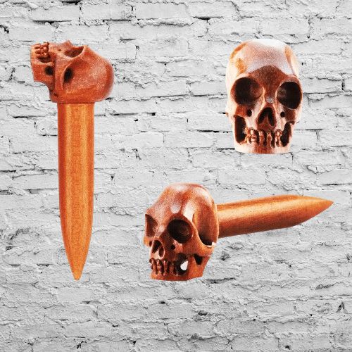 Stretcher - Straight Taper - Wood Skull 6mm