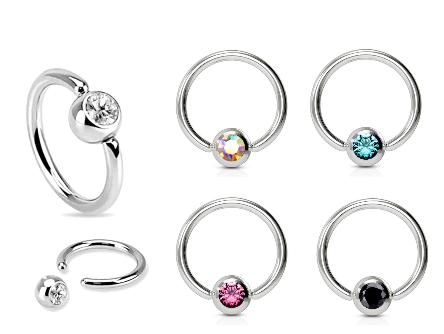 14G BCR - Surgical Steel - 6mm Jewel Ball 14G BCR - Surgical Steel - 6mm Jewel Ball