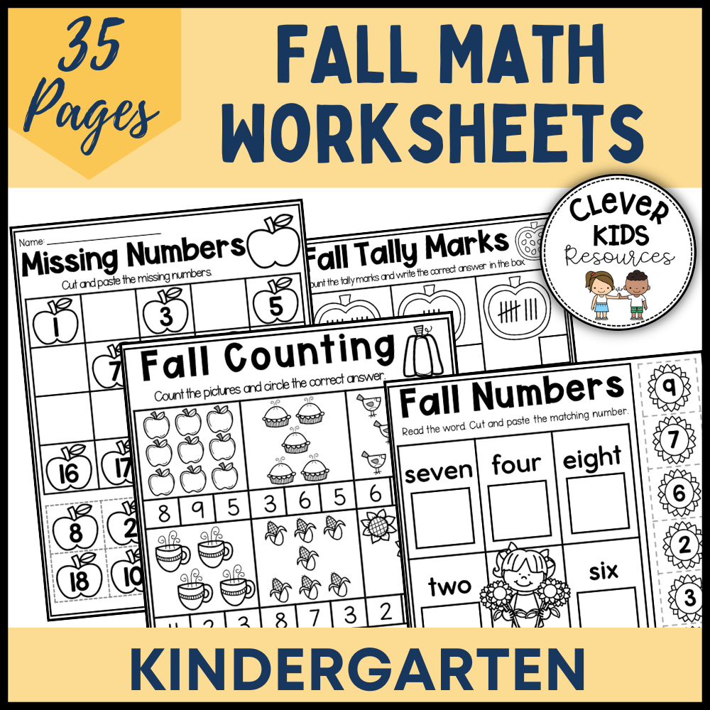 Kindergarten Math Worksheets Fall