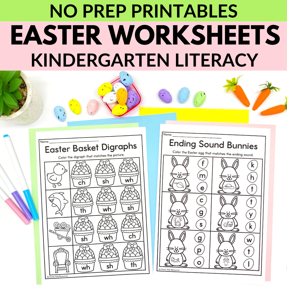 Kindergarten Easter Literacy Worksheets