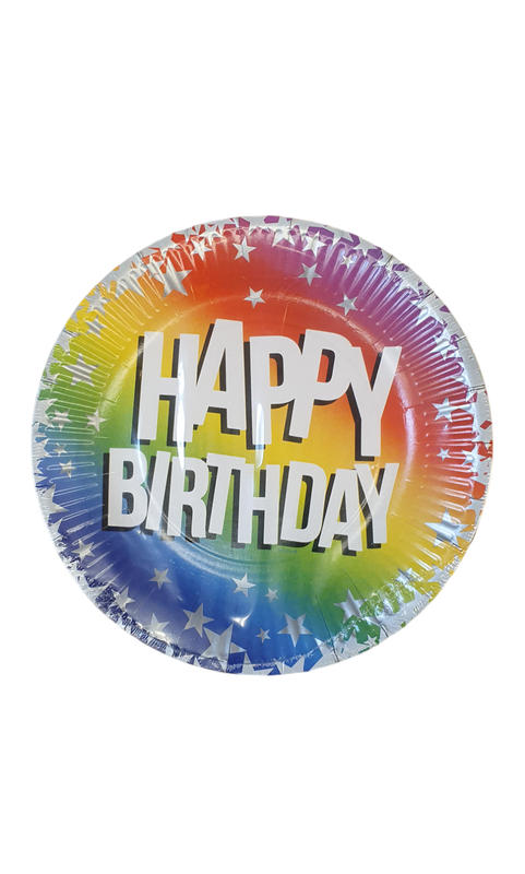 Assiette happy birthday multi X 10