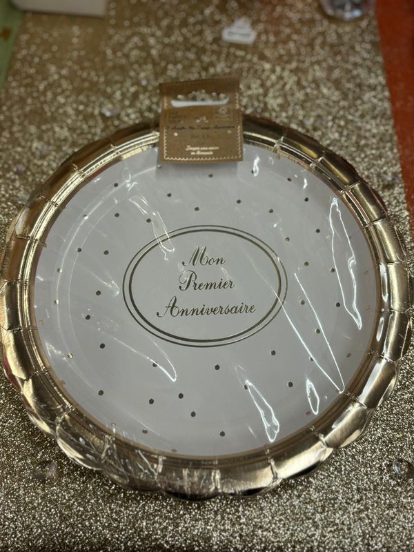 Assiette mon premier anniversaire or X8
