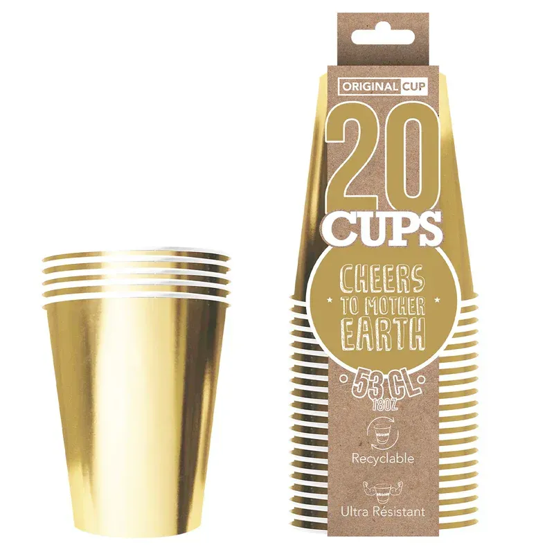Gobelet original cup carton doré x 20