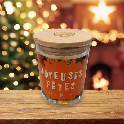 Bougie verre "Joyeuses Fêtes "