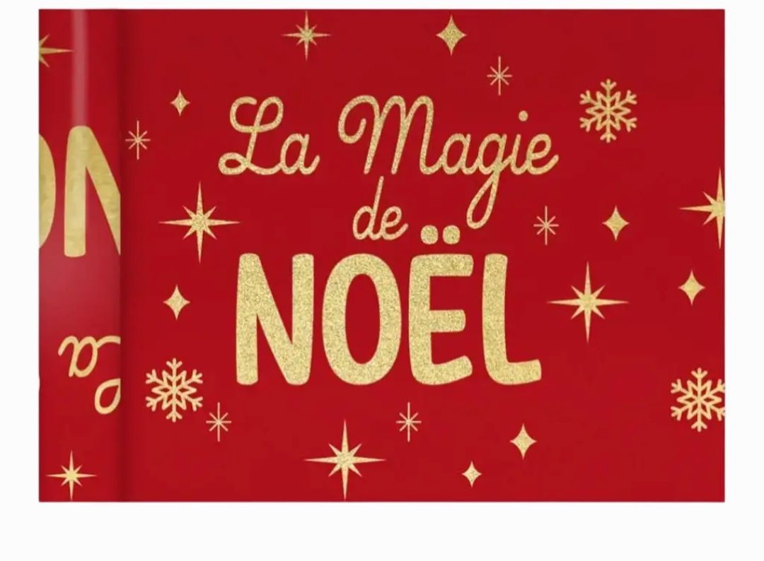 Chemin de table intissé rouge La magie de Noël 4mx28cm