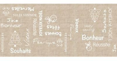 Chemin de table jute voeux de Noël 3mx28cm