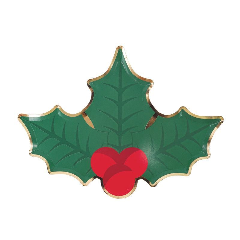 Assiette feuille houx 23cm par 8
