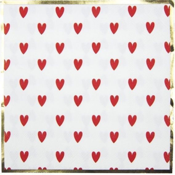 Serviette Blanche Coeur Rouge x 16