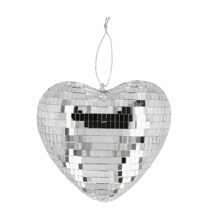 Boule disco Coeur Argent 19cm