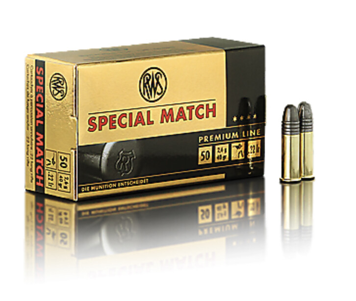 RWS Special Match Ammunition 22 Long Rifle 40 Grain Lead Round Nose Box of 50