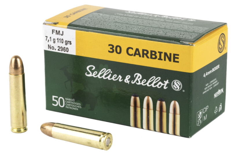 30 Carbine Sellier & Bellot 110gr. 7,1g FMJ Ammo. 50rds -