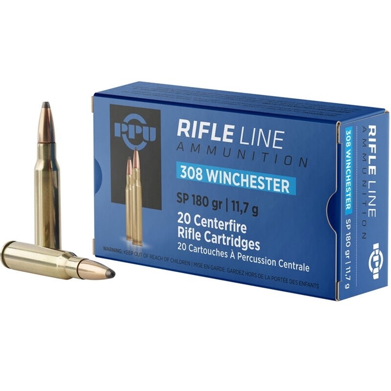 PPU .308 Winchester Ammo 180grain  Soft Point  Box of 20 rounds