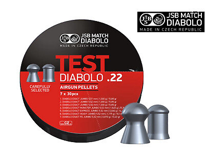 JSB Match Diabolo Test 7x30 Pellets .22 5.5mm Air Rifle Target Hunting Shooting