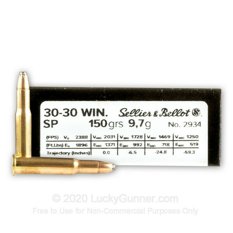 Sellier &amp; Bellot, .30-30 Winchester, SP, 150 Grain, 20 Rounds