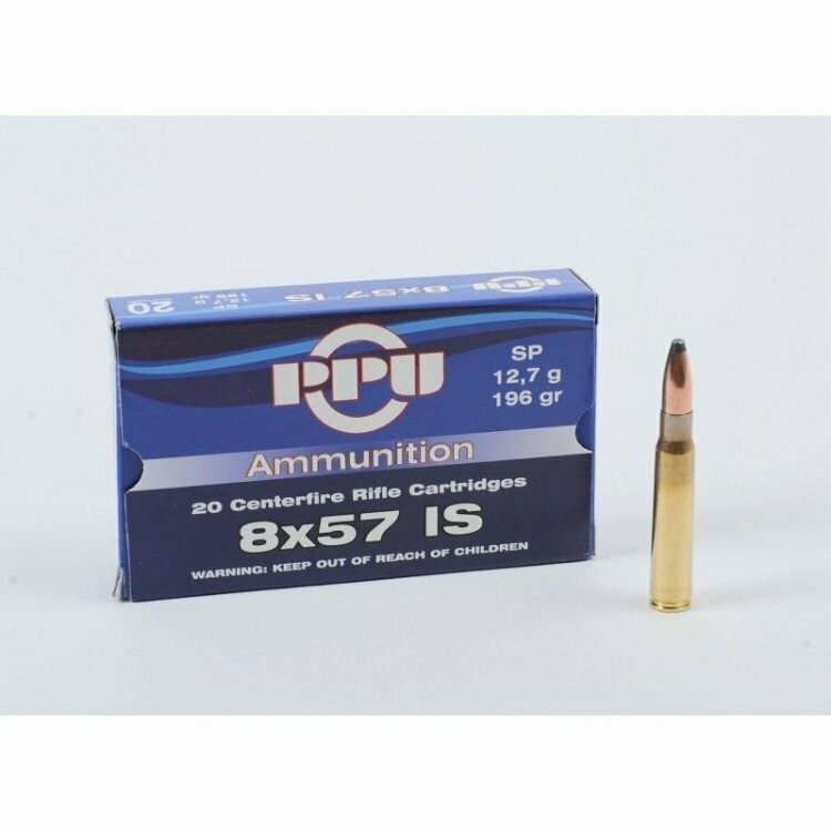 PPU 8x57 IS 196gr SP Ammunition Box of 20 rounds