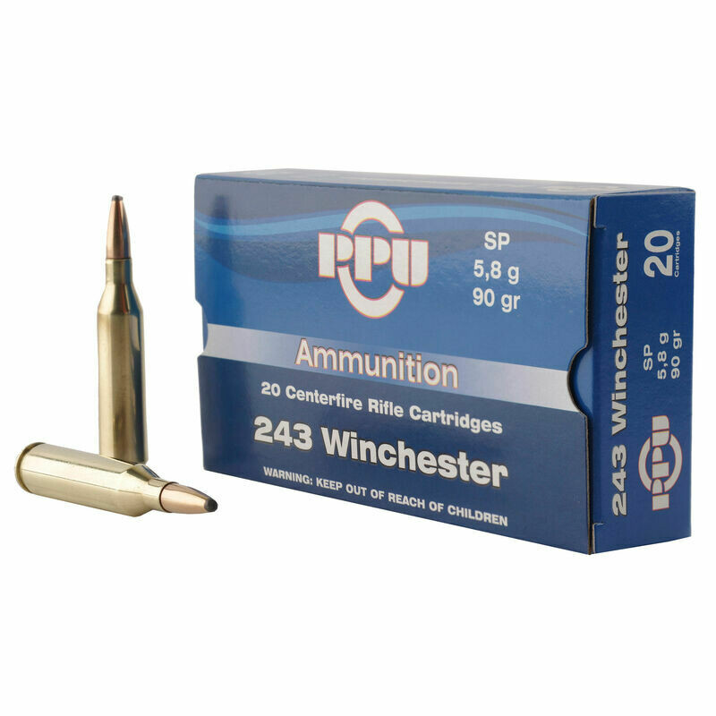 Prvi Partizan PPU .243 Winchester Ammunition 90gr  Soft Point box of 20 rounds 3100fps