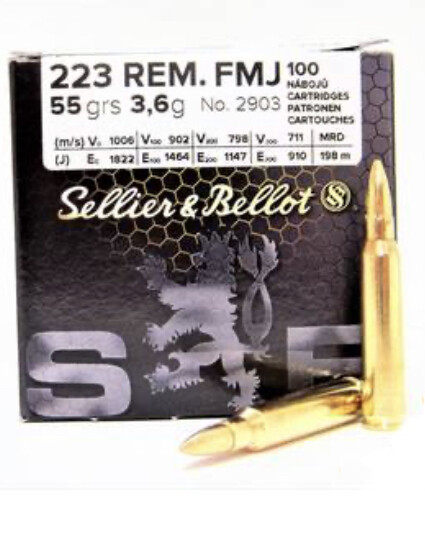 SELLIER & BELLOT .223 55GR FMJ Box of 100 rounds