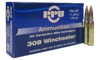 PPU .308WIN 175gr FMJ BT Box of 20 rounds