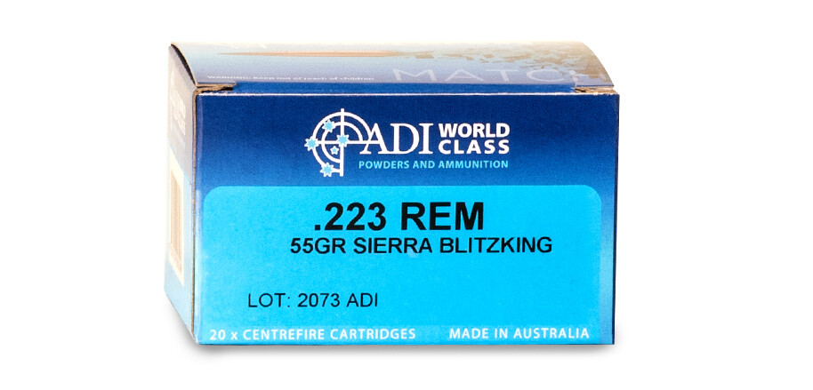 ADI World Class  .223 REM – 55gr Sierra BlitzKing | 20 Round box