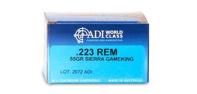 ADI World Class  .223 REM – 55gr Sierra Gameking | 20 Round box