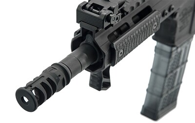 UTG PRO® AR15 Stubby Muzzle Brake, .223/5.56, 1/2"X28 1.75" Length