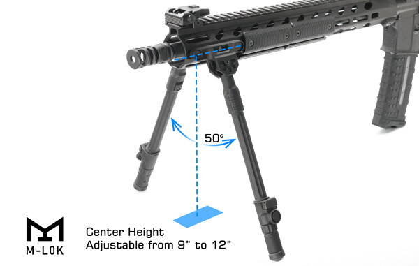 UTG® Recon Flex® II Bipod, 9"-12" Center Height, M-LOK®