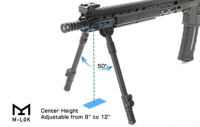 UTG® Recon Flex® II Bipod, 9"-12" Center Height, M-LOK®