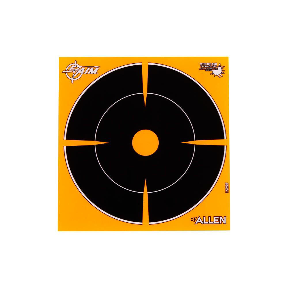 EZ Aim® Adhesive Splash Reactive Paper Shooting Targets, Bullseye, 6"W x 6"H, 12-Pack, Black/Orange