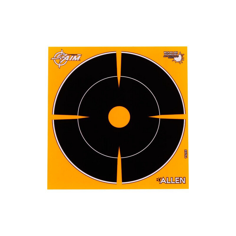 EZ Aim® Adhesive Splash Reactive Paper Shooting Targets, Bullseye, 6&quot;W x 6&quot;H, 12-Pack, Black/Orange