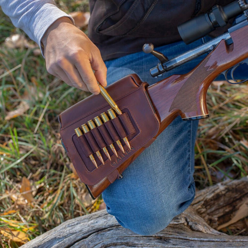 Allen Company Westcliff Leather Buttstock Cartridge Carrier with Cheek Piece, Brown