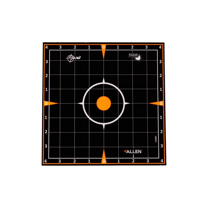 EZ Aim® Adhesive Splash Reactive Paper Shooting Targets, Sight-In Grid, 8&quot;W x 8&quot;H, 6-Pack, Black/Orange