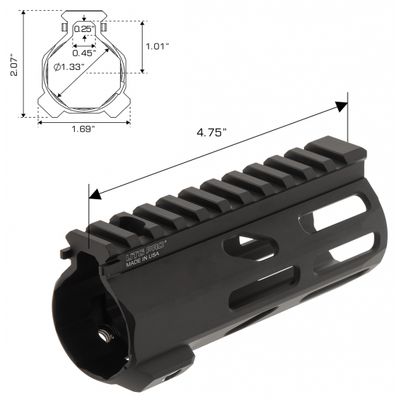 UTG PRO Arwen 5" M-LOK Free Float Handguard, Black