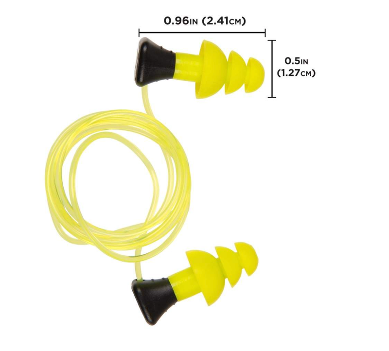 ULTRX Tethered Silicone Ear Plugs, 3-Pairs, Yellow