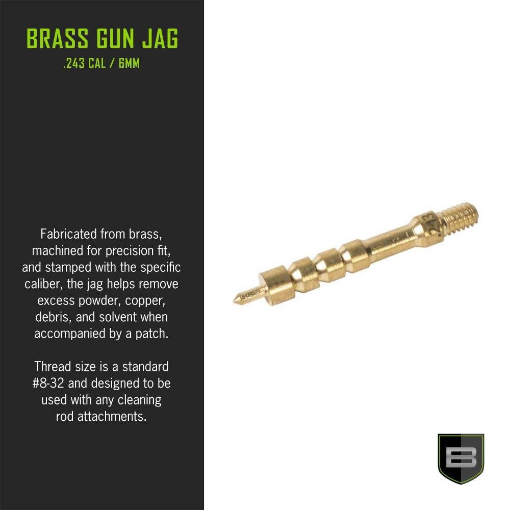 Breakthrough Clean Technologies Cleaning Rod Attachments - .243/6mm, Attachment: Brass Jag - .243Cal / 6mm