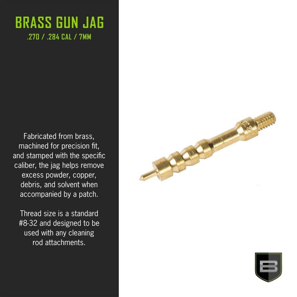Breakthrough Clean Technologies Cleaning Rod Attachments -.270 / .284 Cal / 7mm, Attachment: Brass Jag - .25 / .264 Cal / 6.5mm