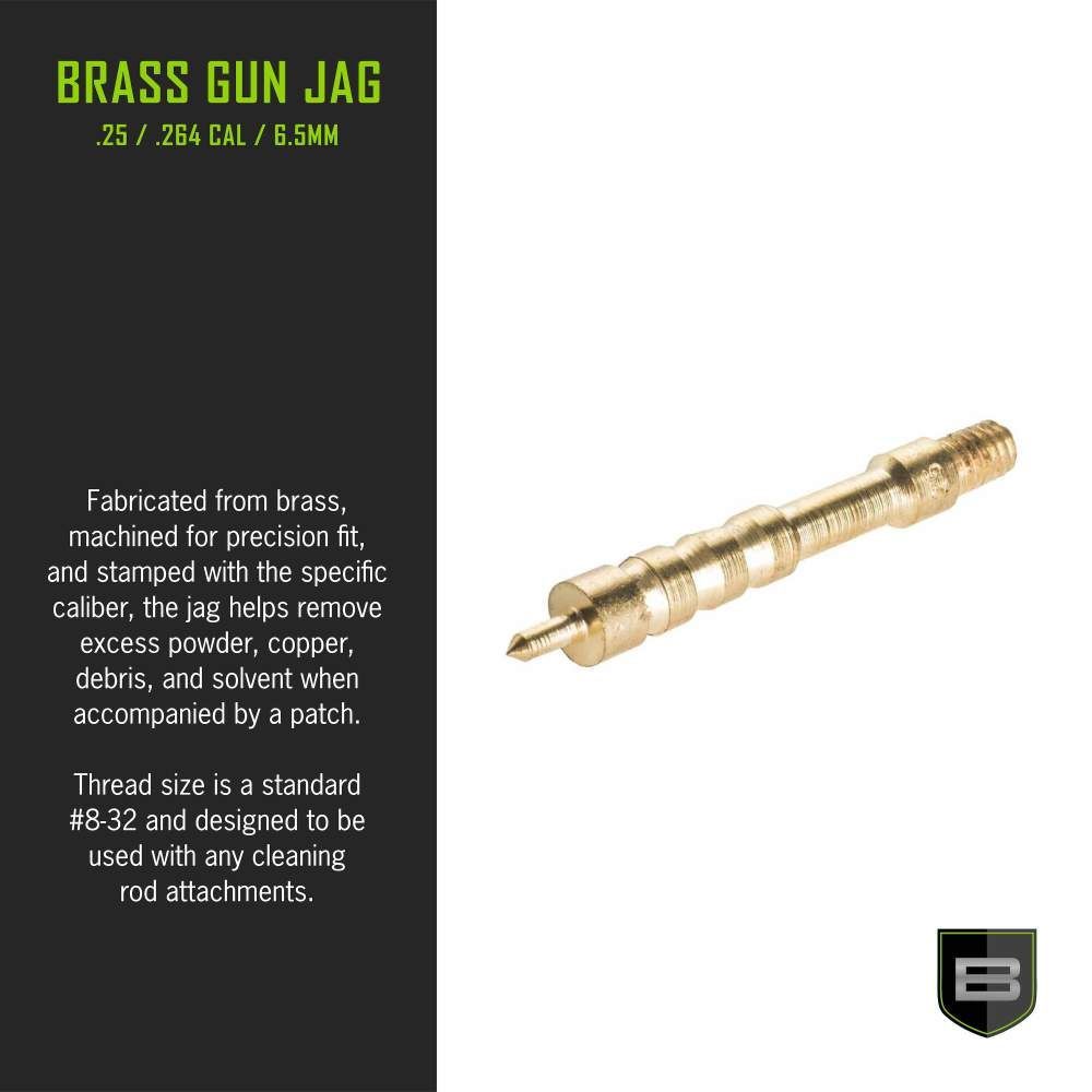 Breakthrough Clean Technologies Cleaning Rod Attachments - .25 / .264 Cal / 6.5mm, Attachment: Brass Jag - .25 / .264 Cal / 6.5mm