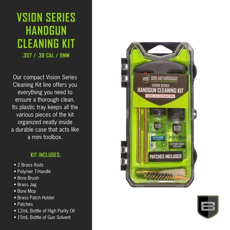 Breakthrough Clean Technologies Vision Series Pistol Cleaning Kit .35 Cal / .38 Cal / 9mm