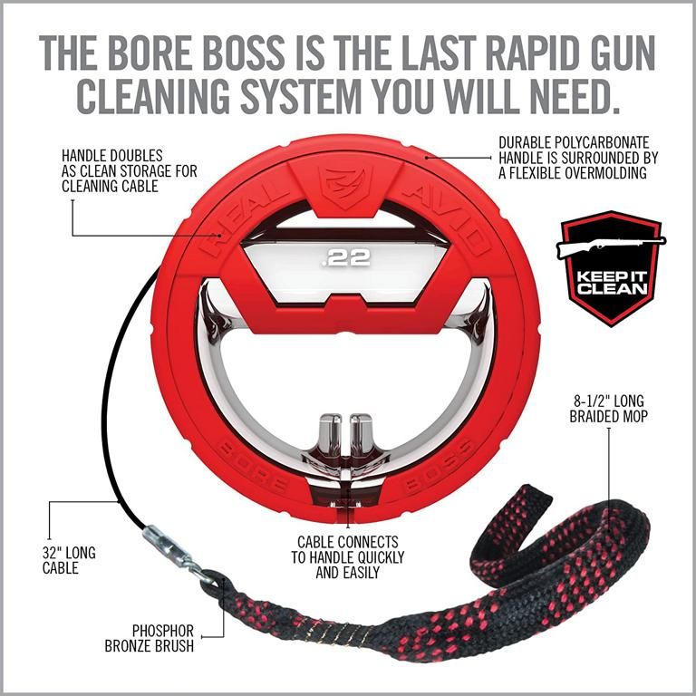 Bore Boss - .22LR  Pull Through, Bore Cleaning System, Black/Red