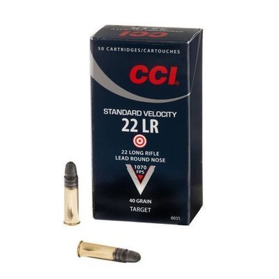 CCI Standard Velocity Ammunition 22 Long Rifle 40 Grain Lead Round Nose (Box of 50)