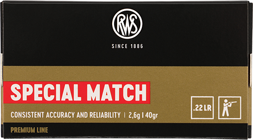RWS Special Match Ammunition 22 Long Rifle 40 Grain Lead Round Nose Box of 50